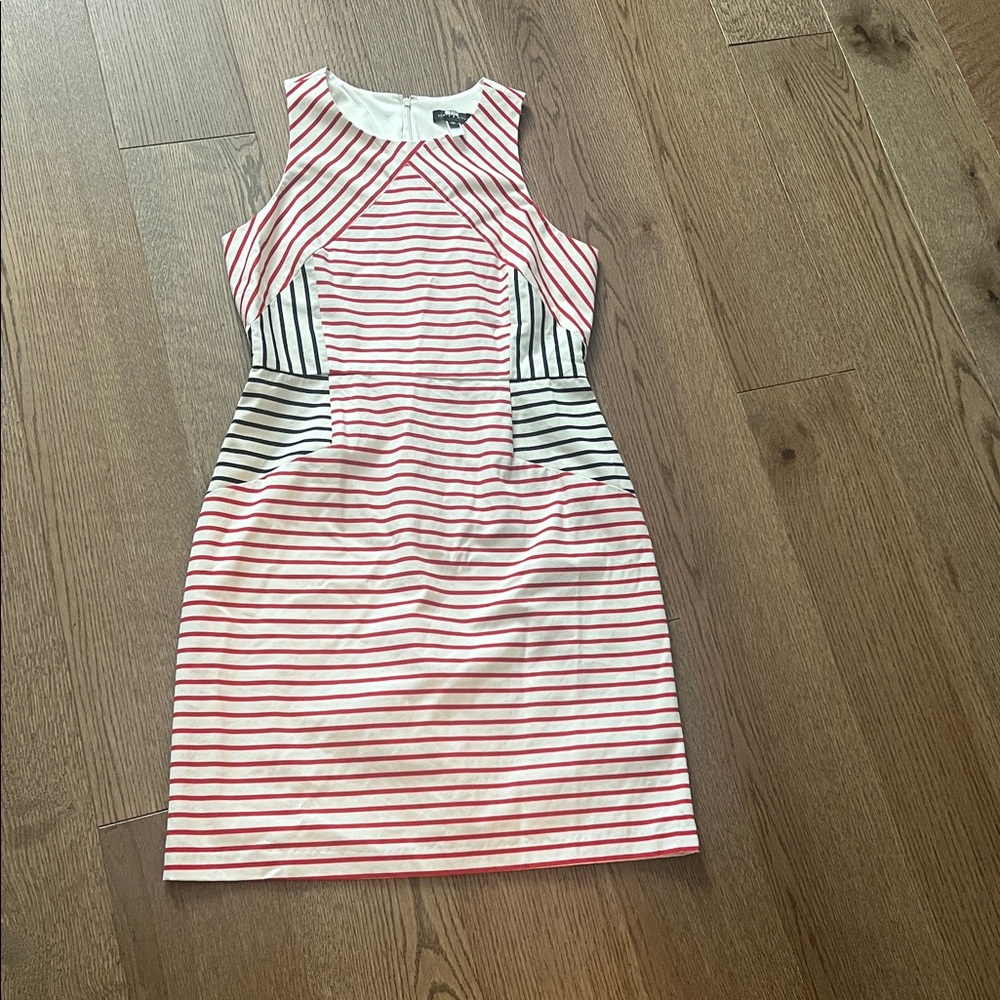 Slate & Willow Red and Black Striped Midi Dress